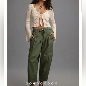 Anthropologie Olive Wide Leg Cargo Pants
